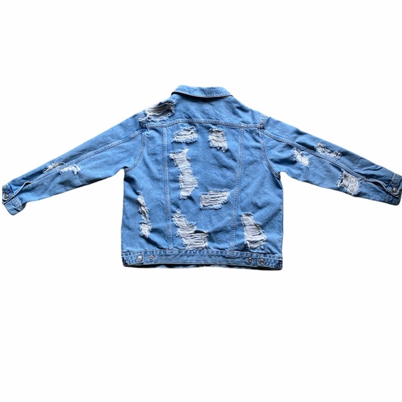 Topshop Oversized Distressed Denim Jacket - Picture 2 of 2
